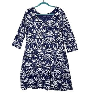 Fresh Produce Dalia Dress Sz XL Print 100% Cotton Patch Pockets Boho EXCELLENT